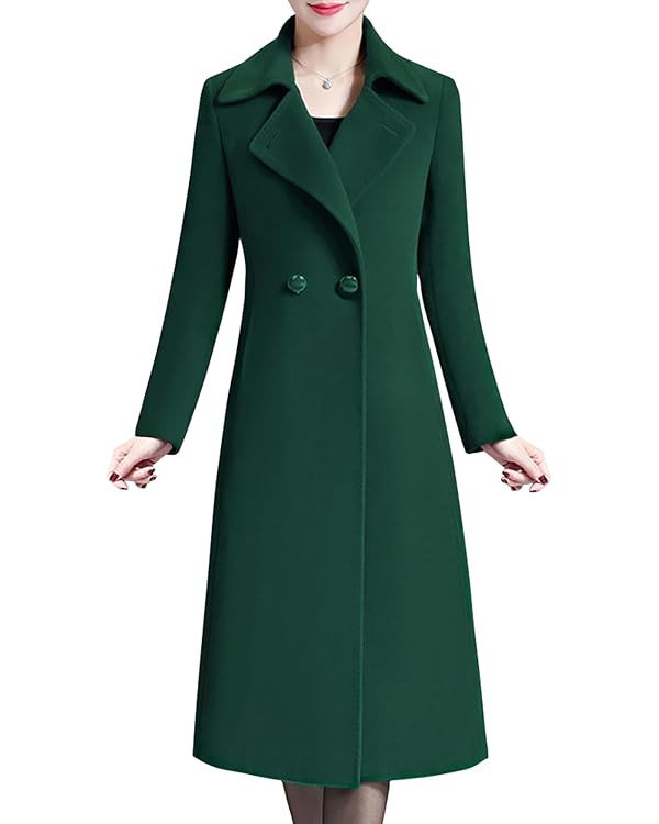 Aprsfn Women's Winter Wool Coats Warm Double-breasted Notched Lapel Jackets Midi Long Peacoat Lon... | Amazon (US)