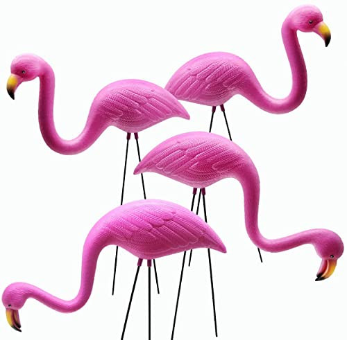 GIFTEXPRESS Set of 4, Small Pink Flamingo Yard Ornament/Mini Lawn Flamingo Ornaments/Pink Flaming... | Amazon (US)