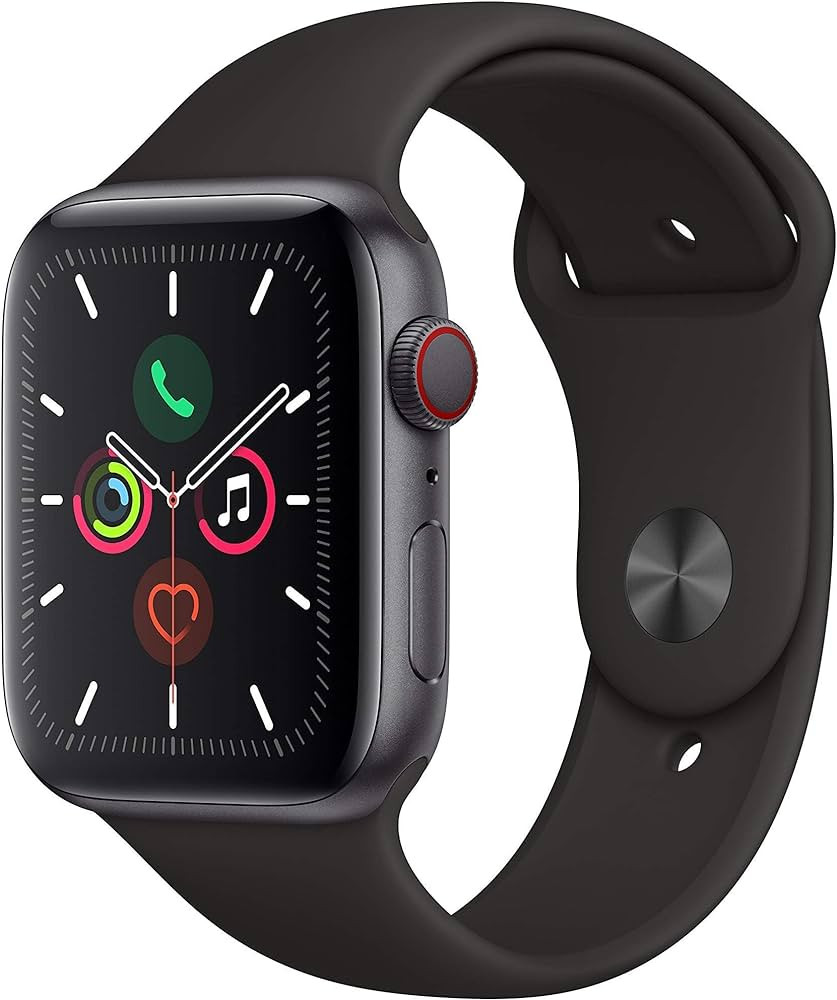 Apple Watch Series 5 (GPS + Cellular, 44MM) - Space Gray Aluminum Case with Black Sport Band (Ren... | Amazon (US)