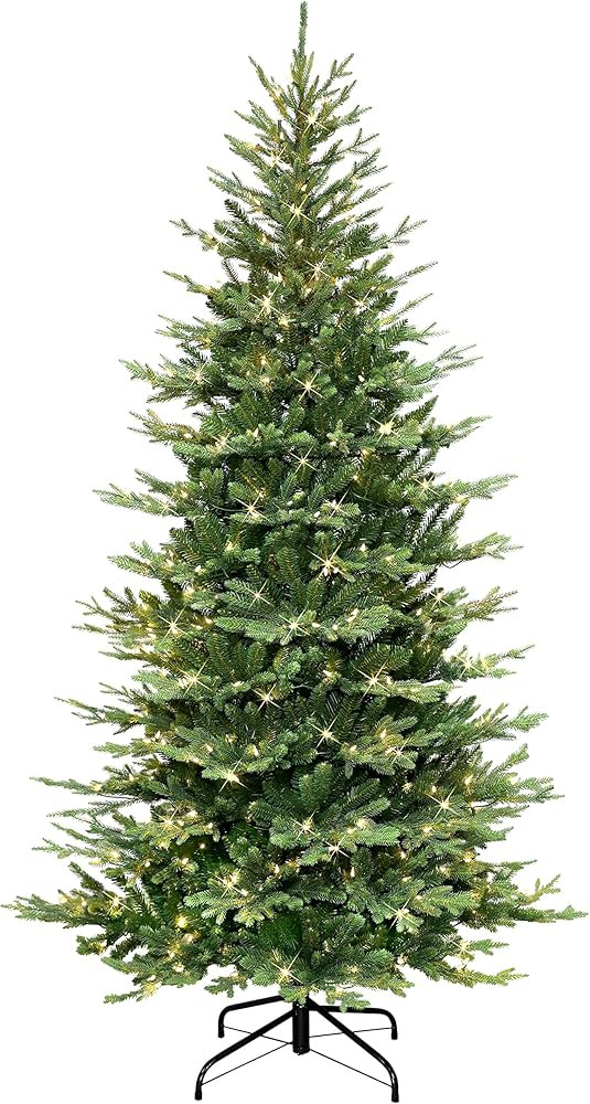 7.5 ft Pre-lit Slim Balsam Fir Tree, 3335 PE/PVC Tips, 500 UL Clear Incandescent Lights | Amazon (US)