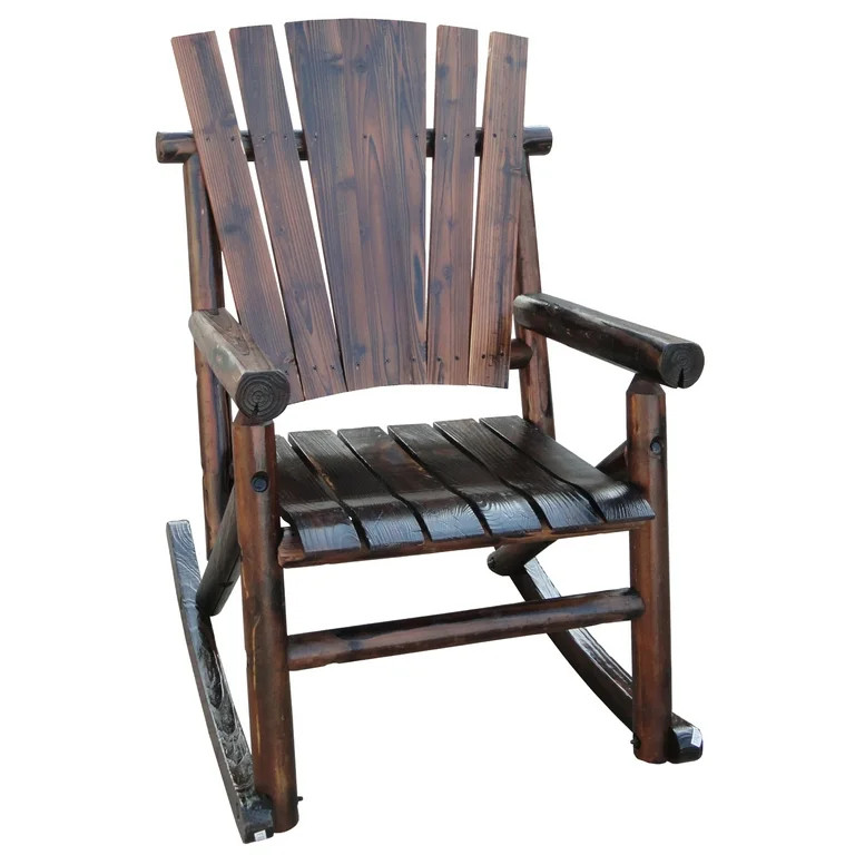 Leigh Country Char-Log Series TX 93859 Adult Wood Outdoor Rocking Chair, Brown | Walmart (US)