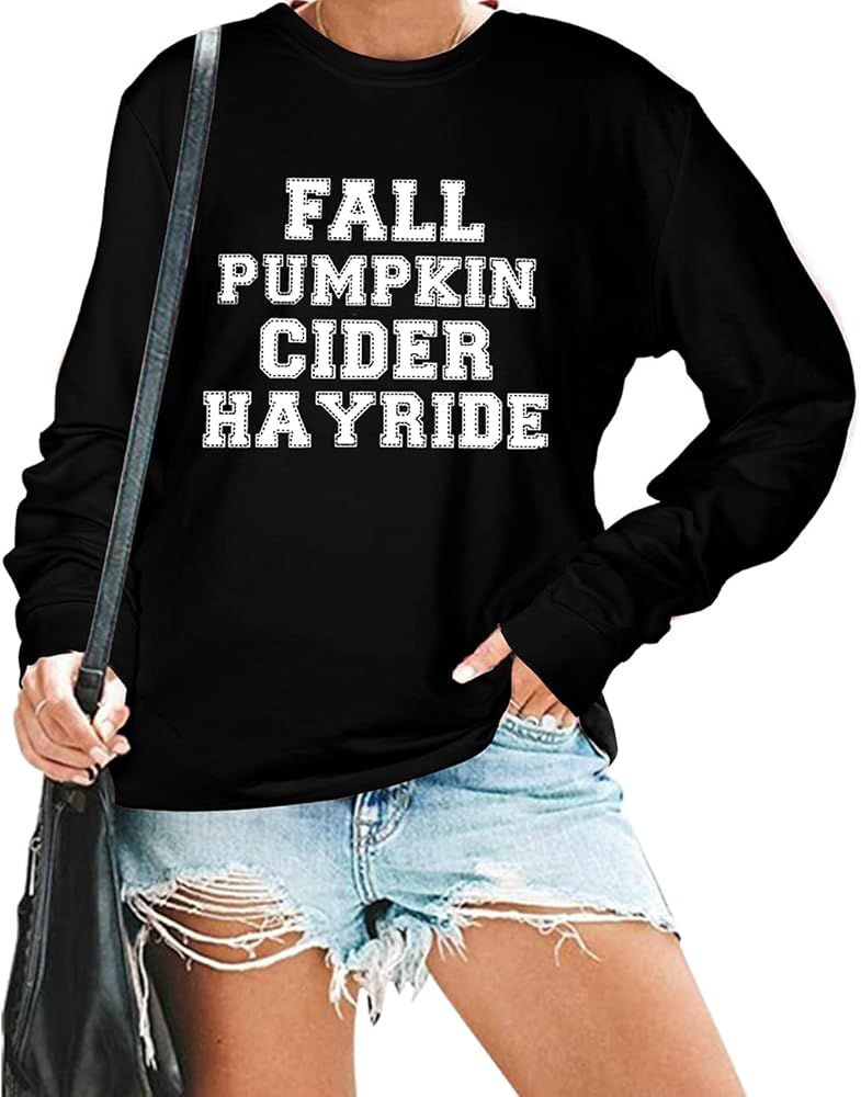 BLANCHES Fall Sweatshirt Women Long Sleeve Shirt Pumpkin Graphic Pullover Halloween Tops | Amazon (US)