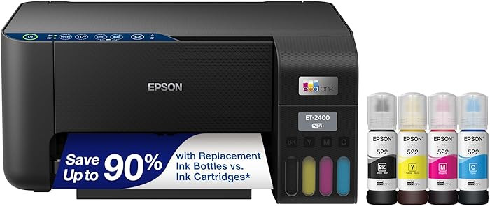 Epson EcoTank ET-2400 Wireless Color All-in-One Cartridge-Free Supertank Printer with Scan and Co... | Amazon (US)