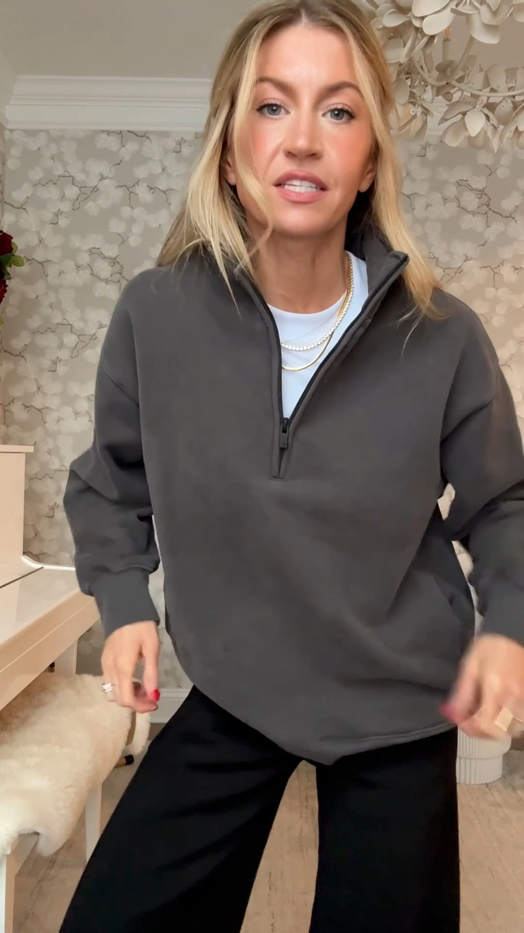 Half zip sweatshirt: wearing a S, runs TTS
Wide leg lounge pants: runs TT, wearing a S
White crew tee: wearing a S 


#LTKgrwm #LTKootd #LTKdayinmylife