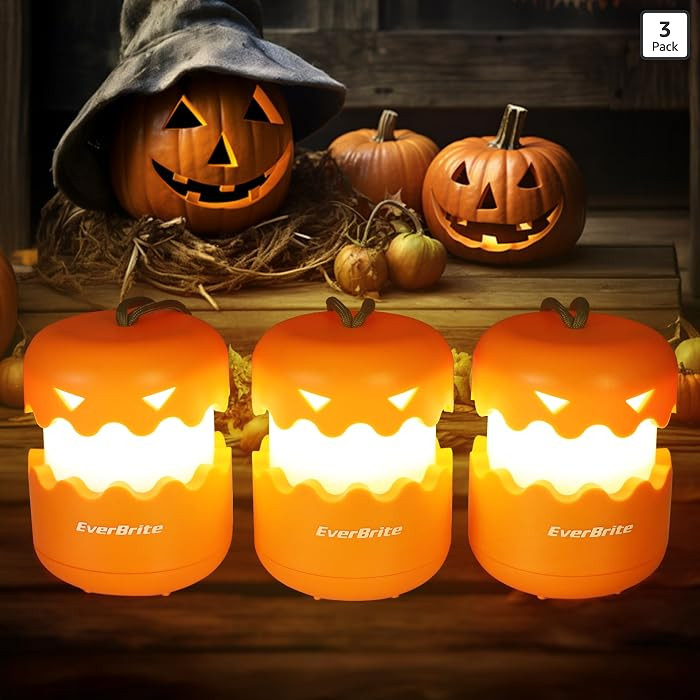 EverBrite 3-Pack Halloween Pumpkin Lantern, Collapsible Jack O Lantern | Amazon (US)