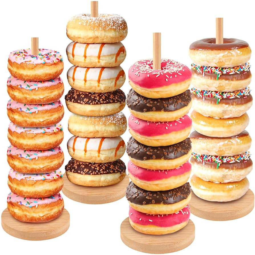 Farmhouse Donut Stand for Dessert Table 4 PCS, Donut Holder Stand, Bagel Holder Stand, Donut Disp... | Amazon (US)