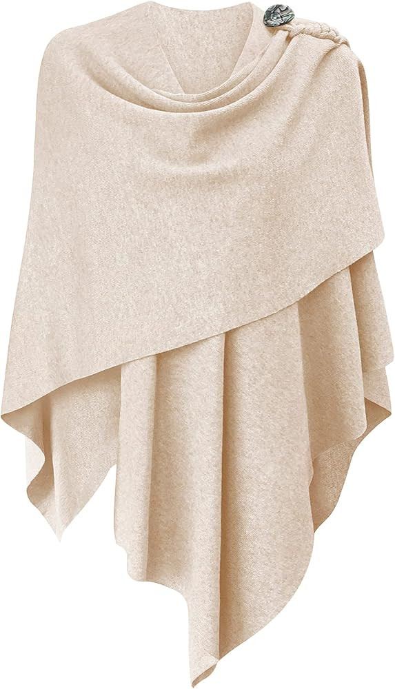 Womens Large Cross Front Poncho Sweater Wrap Topper Knitted Elegant Shawls Cape for Fall Winter | Amazon (US)