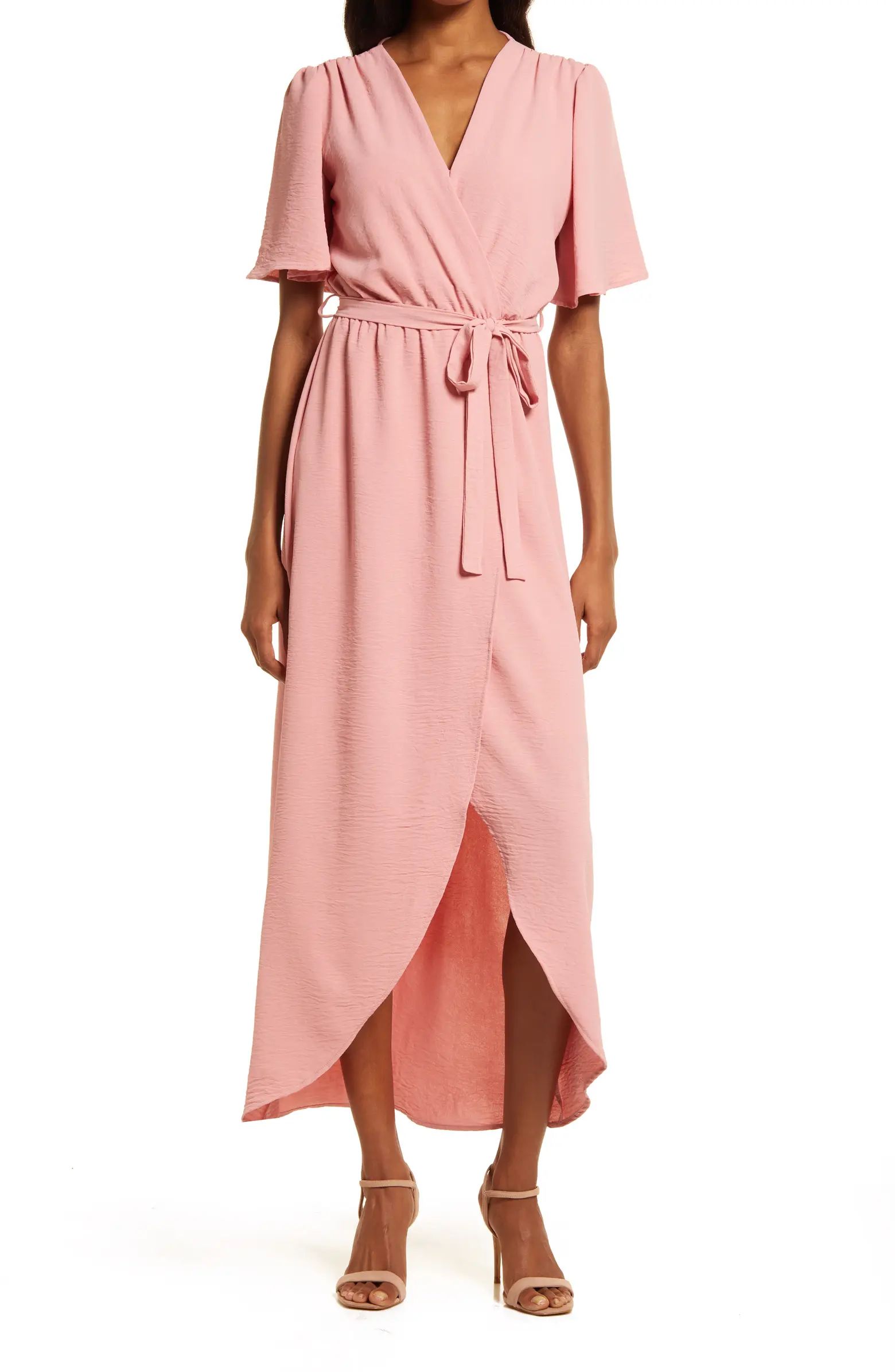 Flutter Sleeve Faux Wrap Maxi Dress | Nordstrom