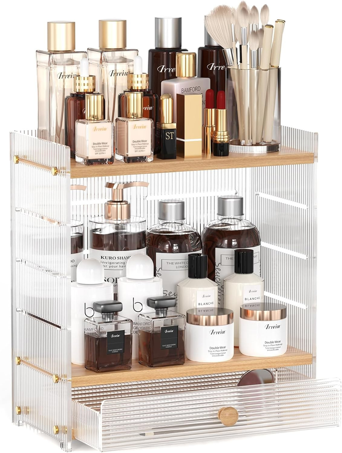 Makeup Organizer Countertop,2 Tier Acrylic Bathroom Organizers and Storage with 4 Adjustable Heig... | Amazon (US)