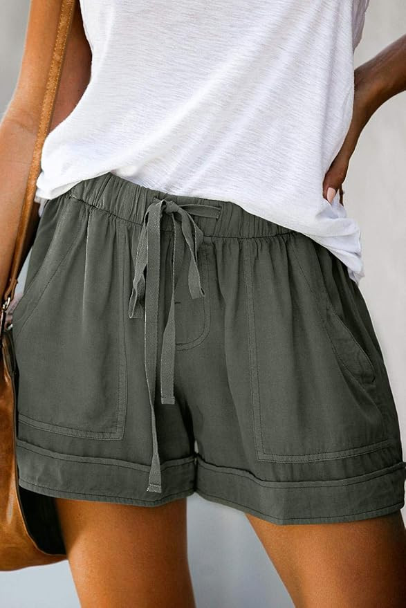 Womens Shorts 2026 Comfy Summer Drawstring High Waist Cotton Shorts | Amazon (US)