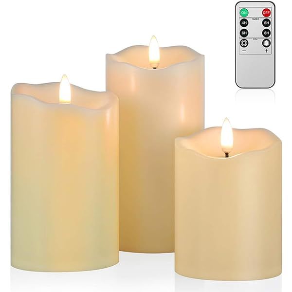 Homemory Waterproof Flickering Flameless Candles, Outdoor Indoor Battery Operated LED Candles with R | Amazon (US)