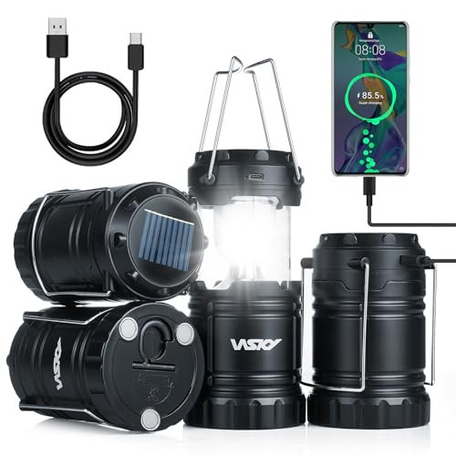 Wsky Solar Camping Lantern 4-Pack - Rechargeable LED Lights, Magnetic Base & Foldable Hanging Hook- Collapsible Lamp Battery Powered Perfect for Power Outages, Hiking, Campsites, Emergencies | Amazon (US)