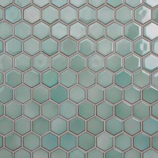 Merola Tile Hudson Due 2" Hex Mint Green 10-7/8 in. x 12-5/8 in. Porcelain Mosaic Tile (9.7 ... | The Home Depot