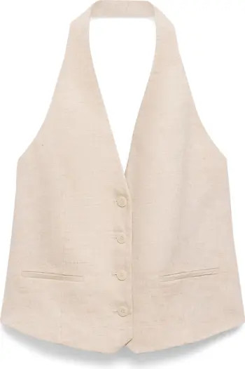 MANGO Boreli Linen Halter Vest | Nordstrom | Nordstrom