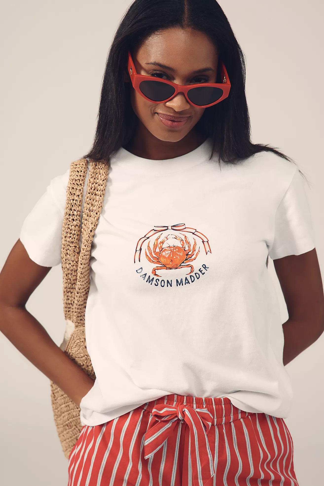 Damson Madder Crabby Bow Shrunken Graphic Tee | Anthropologie (US)