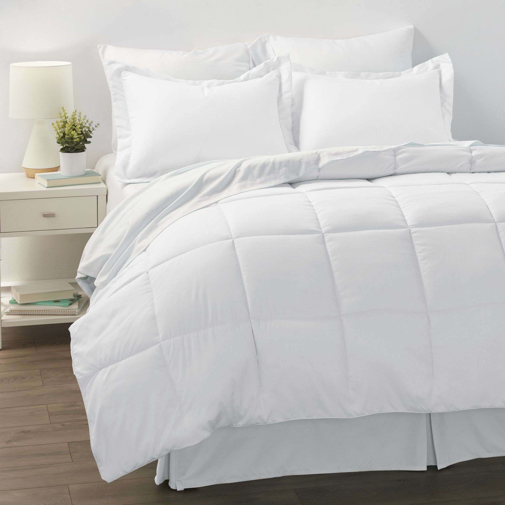Noble Linens 8-Piece Bed in a Bag Bedding Set, Queen, White | Walmart (US)