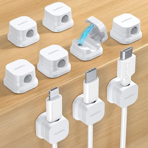 9 Pack Magnetic Cable Clips Cord Holder, Desk Cable Management Accessories, Cord Clips, Adhesive ... | Amazon (US)