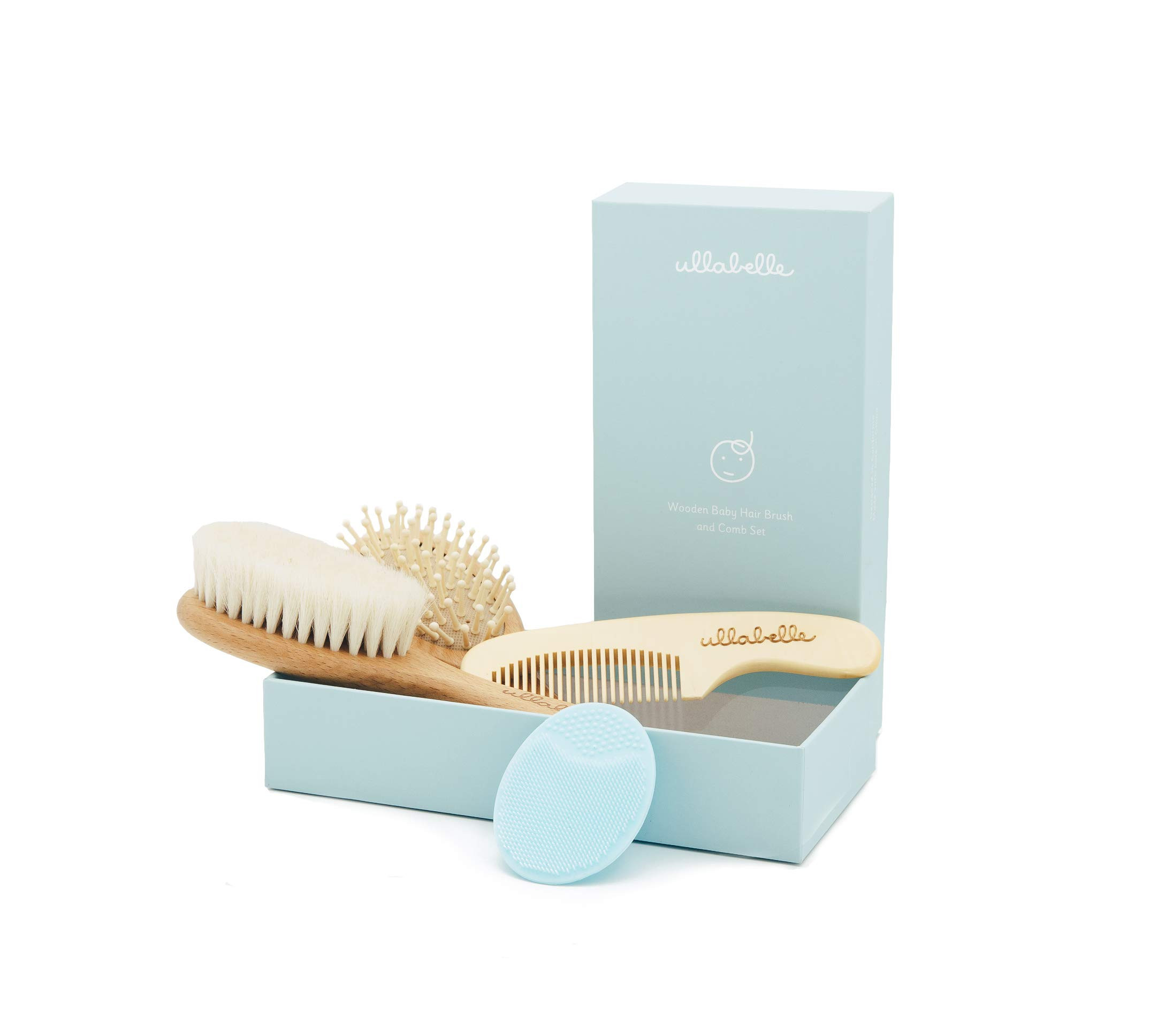 4 Piece Wooden Baby Hair Brush and Comb Set for Newborns & Toddlers in Chic Gift Box - Ultra Soft... | Amazon (US)