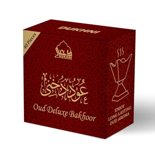 Dukhni Oud Bakhoor Deluxe by Dukhni | Arabic Bakhoor Incense | 40 pcs | Handmade, Rich, Luxurious | Natural Woody Oud Blend | Luxurious Ramadan & Eid Gift | to Relax & Meditate | Amazon (US)