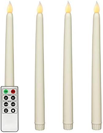 Ivory 10.8" Flameless Taper Candles with Timer, Battery Operated Dinner Candles, Smooth Wax Finis... | Amazon (US)
