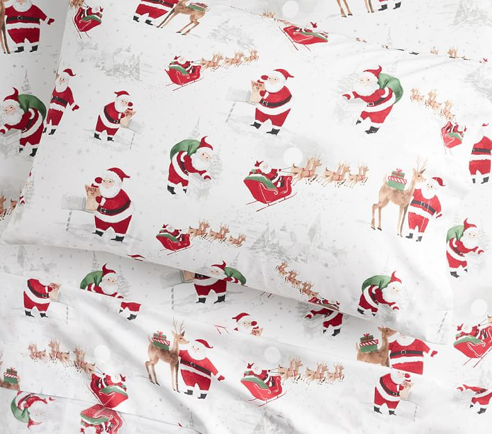 Heritage Santa Organic Sheet Set & Pillowcases | Pottery Barn Kids