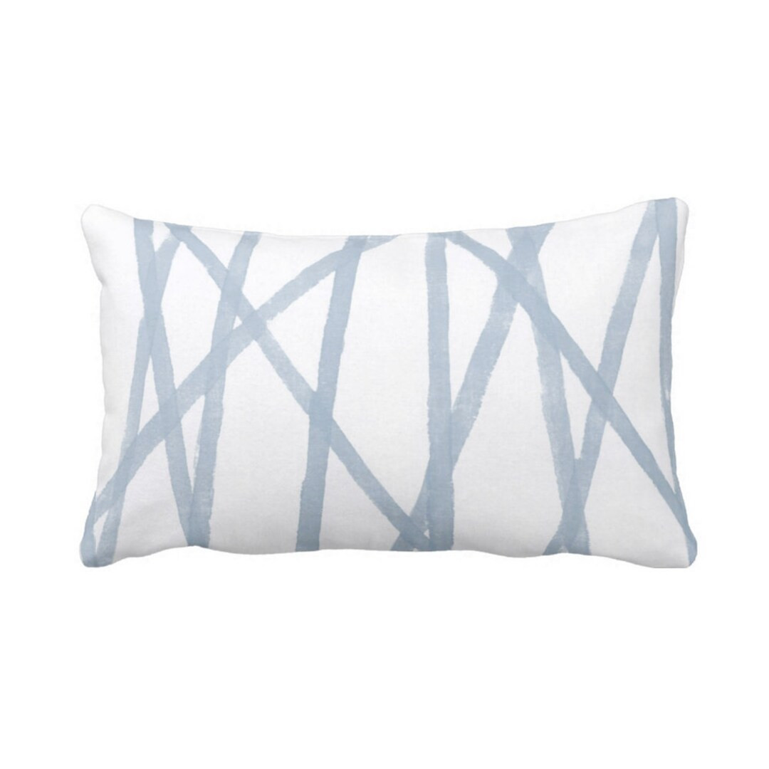 Hand-Painted Lines Throw Pillow or Cover, Chambray/White 12 x 20" Lumbar Pillows or Covers, Light... | Etsy (US)