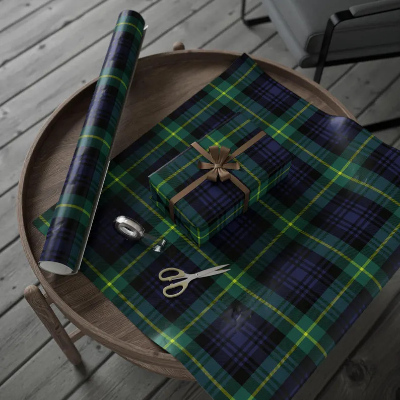Ralph Lauren Christmas Wrapping Paper: Green and Blue Tartan Plaid - Etsy | Etsy (US)