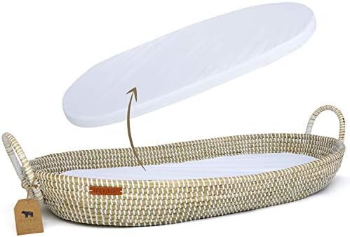 Lu & Ken Wicker Baby Changing Basket with Thick Pad & Waterproof Cover - Baby Changing Table Topp... | Amazon (US)