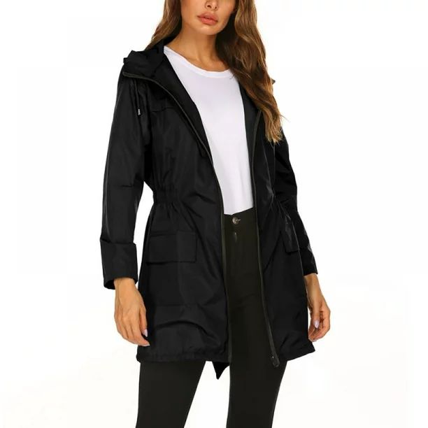 Women's Lightweight Raincoat Waterproof Jacket Hooded Outdoor Hiking Jacket Long Rain Jackets Act... | Walmart (US)