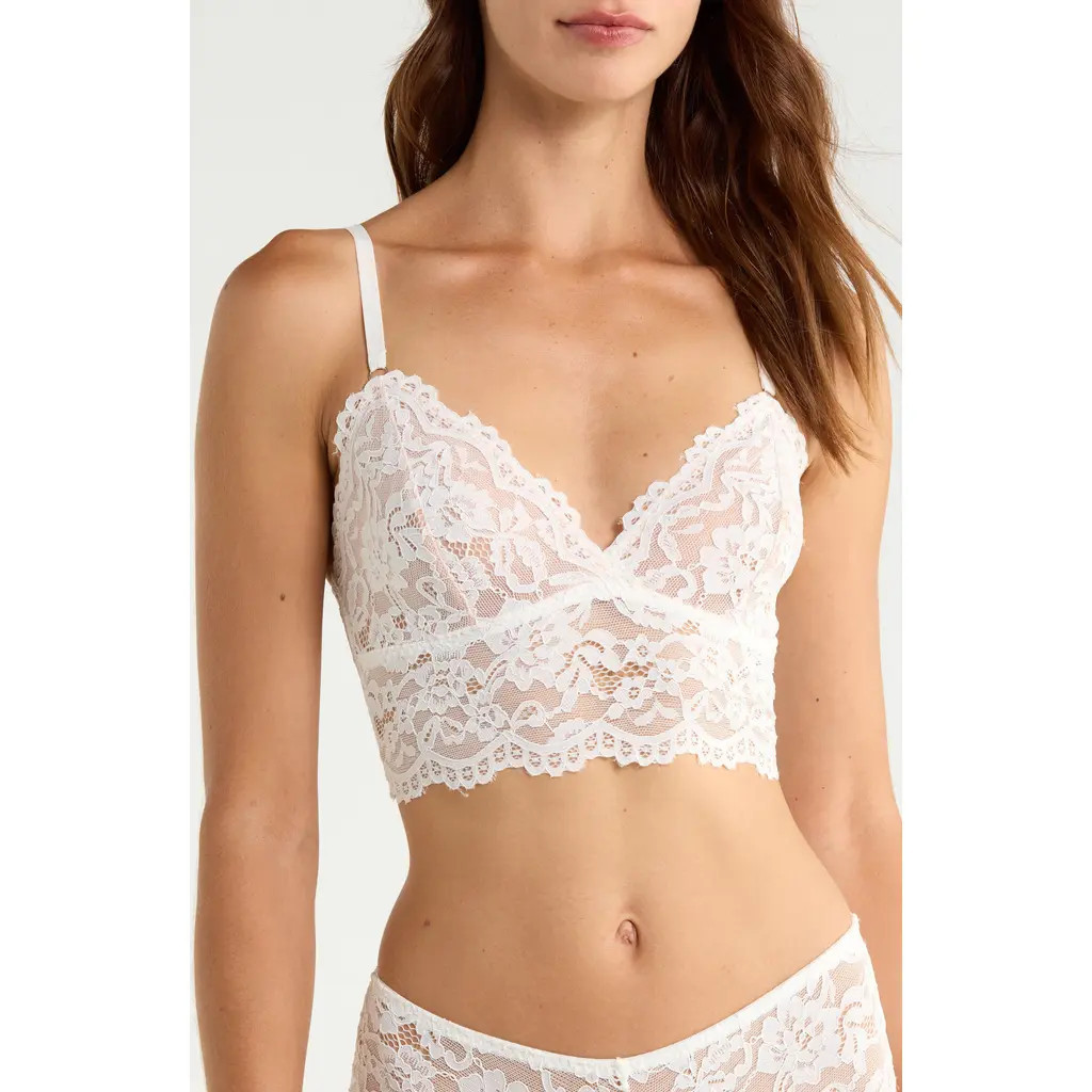 KILO BRAVA Lace Longline Bralette in White at Nordstrom, Size Small | Nordstrom