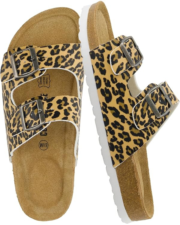 CUSHIONAIRE Lane Cork Footbed Sandals for Women – Comfortable Double Buckle Slip-On with Genuin... | Amazon (US)