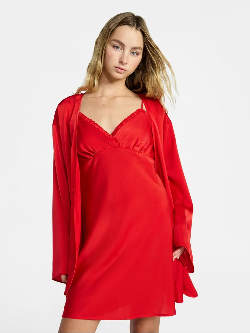 No Boundaries Sleepwear Satin Robe, Women's XS-XXL | Walmart (US)