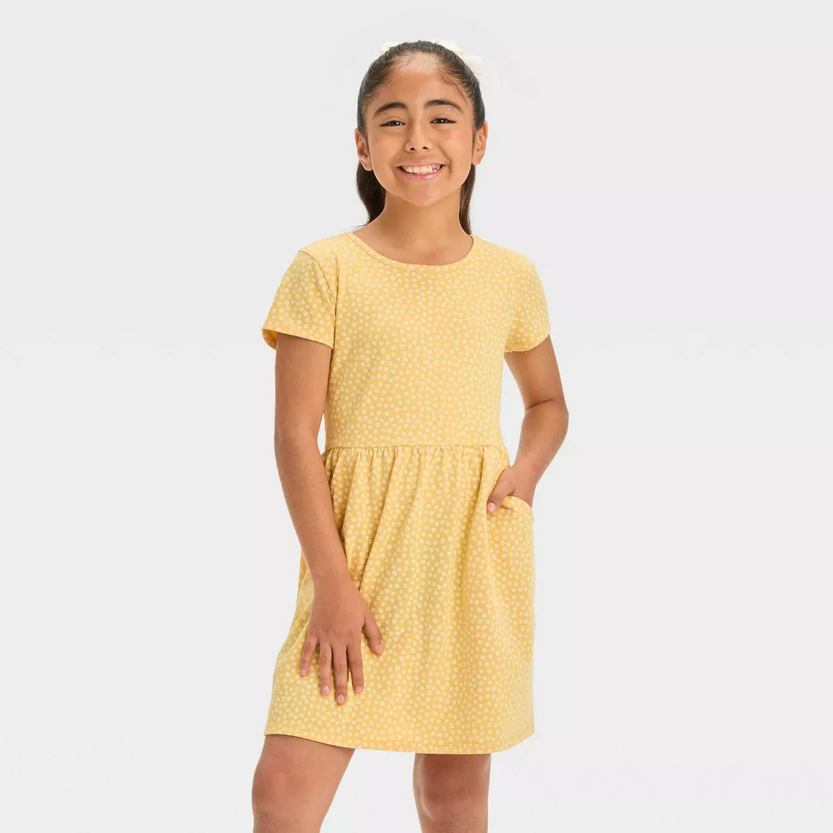 Girls' Short Sleeve Printed Knit Dress - Cat & Jack™ | Target