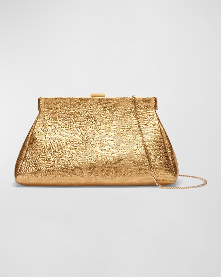 Cannes Metallic Textured Leather Clutch Bag | Neiman Marcus