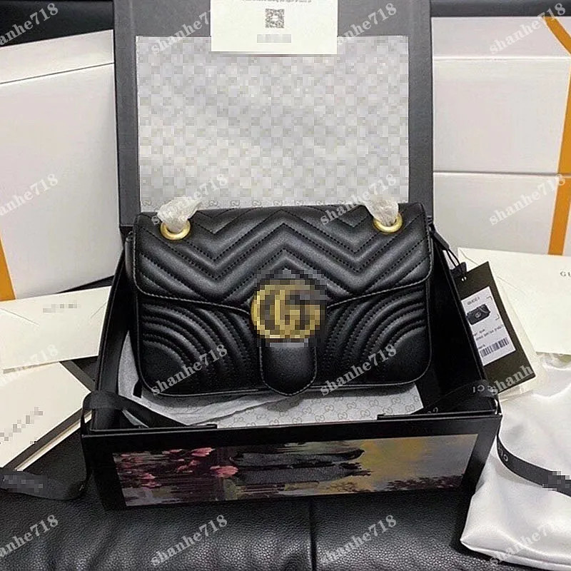 Fashion Marmont Gold Chain Shoulder Bag Designer Hnadbags Black Leather Totes Lady Purses Clutch ... | DHGate