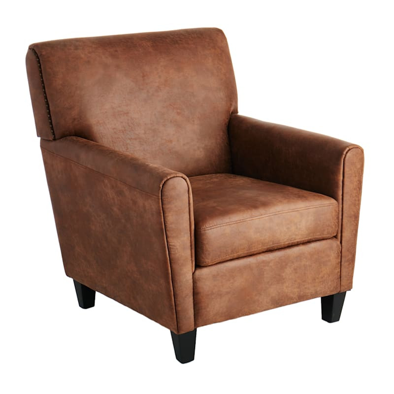 Dylan Faux Leather Accent Chair, Brown | At Home