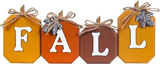 DEWBIN Fall Decorations for Home, Pumpkin Wood Sign with Fall Lettered for Fall Decor, Decorative... | Amazon (US)
