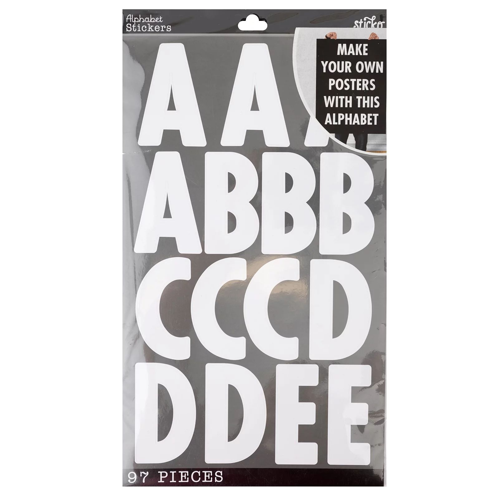 Sticko Solid White XL Alphabet Poster Vinyl Stickers, 97 Piece | Walmart (US)