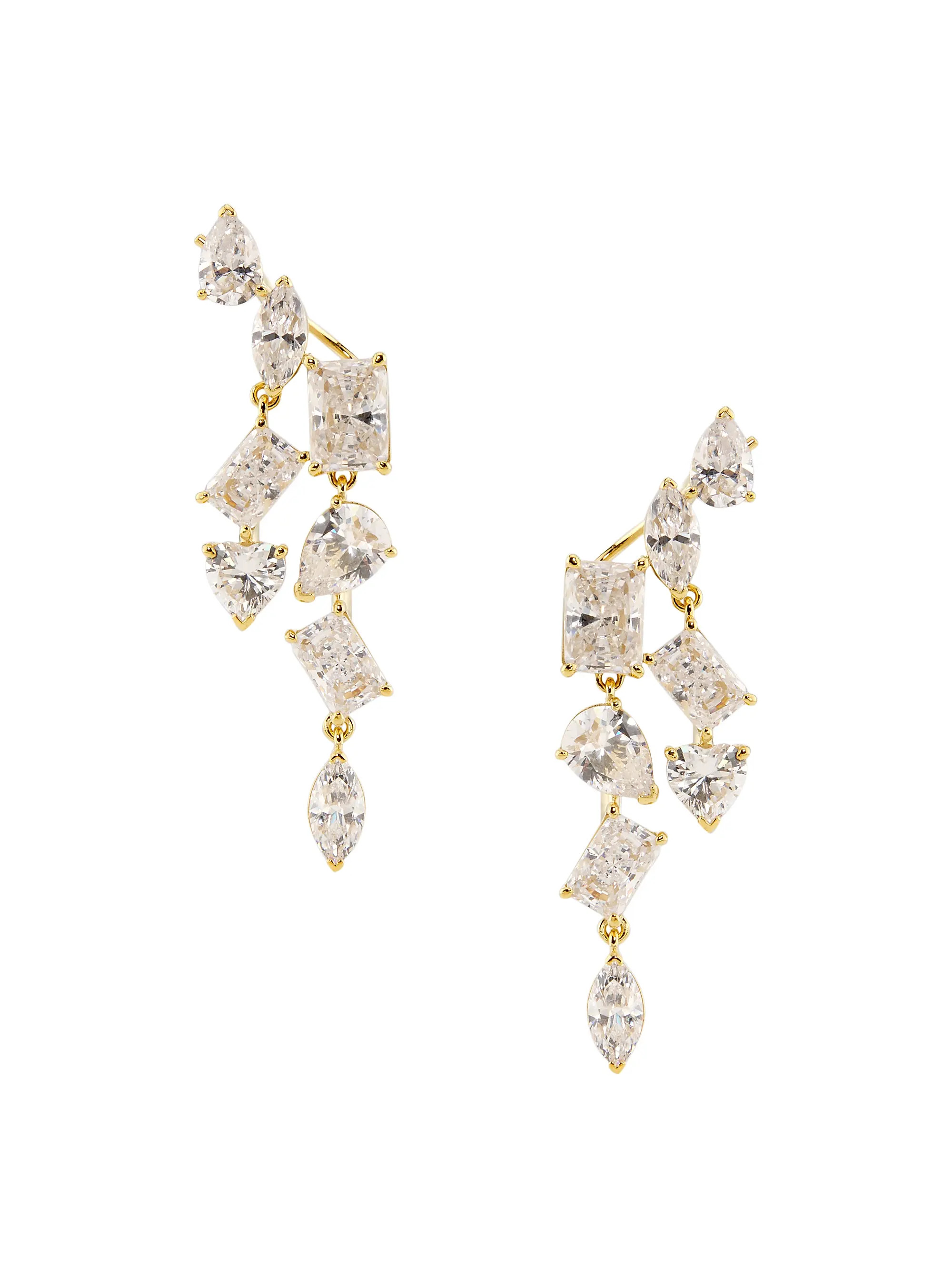 Impress 18K-Gold-Plated & Cubic Zirconia Climber Drop Earrings | Saks Fifth Avenue