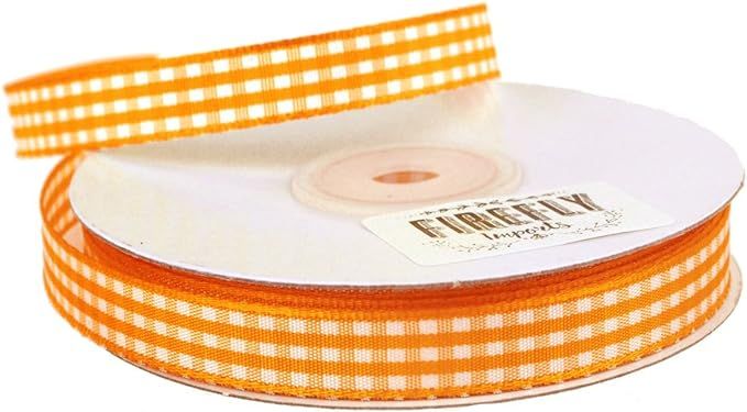 Homeford Gingham Polyester Ribbon 3/8" Orange | Amazon (US)