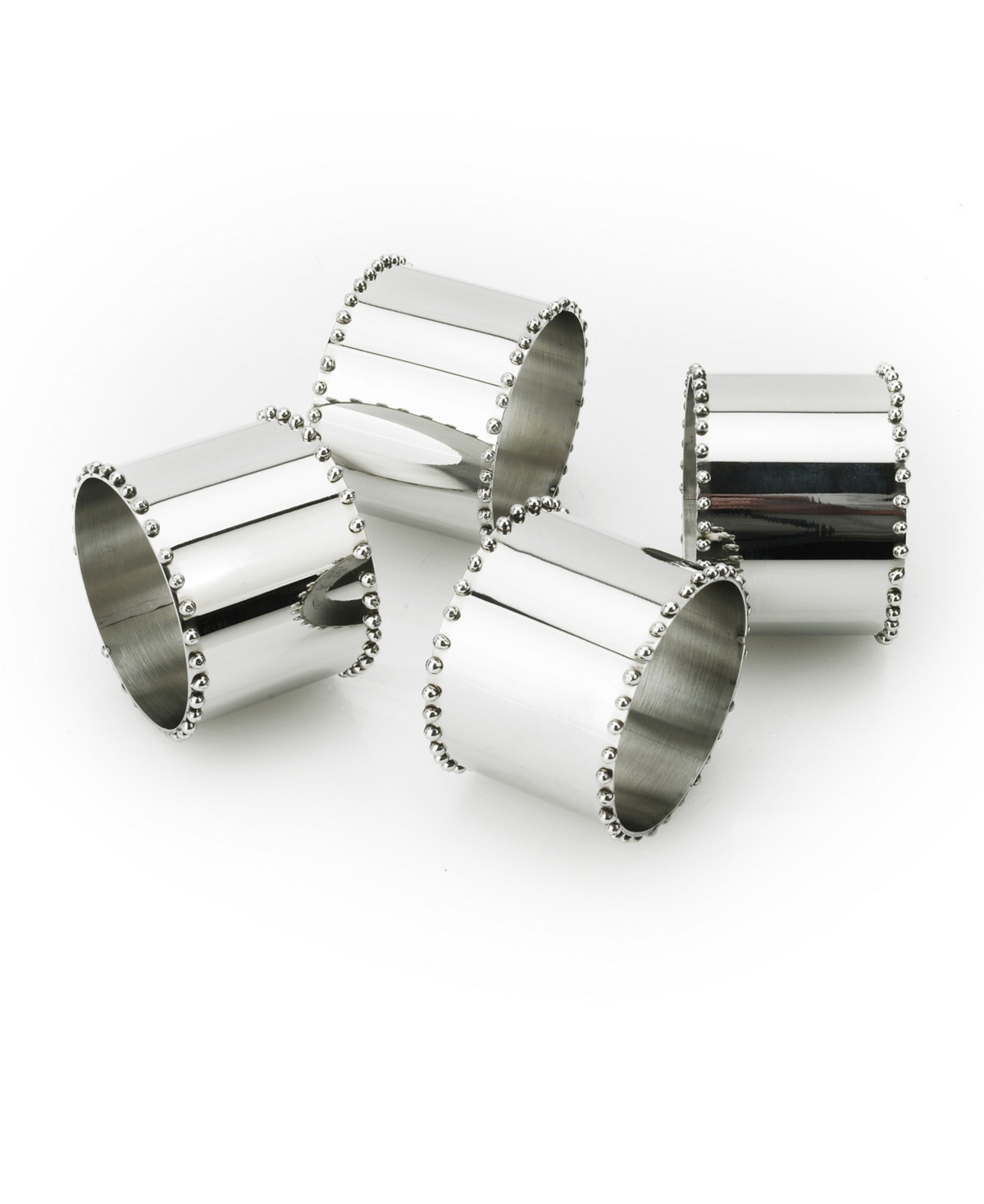 Classic Touch Nickel Napkin rings with Beaded Design - Silver | Macy's