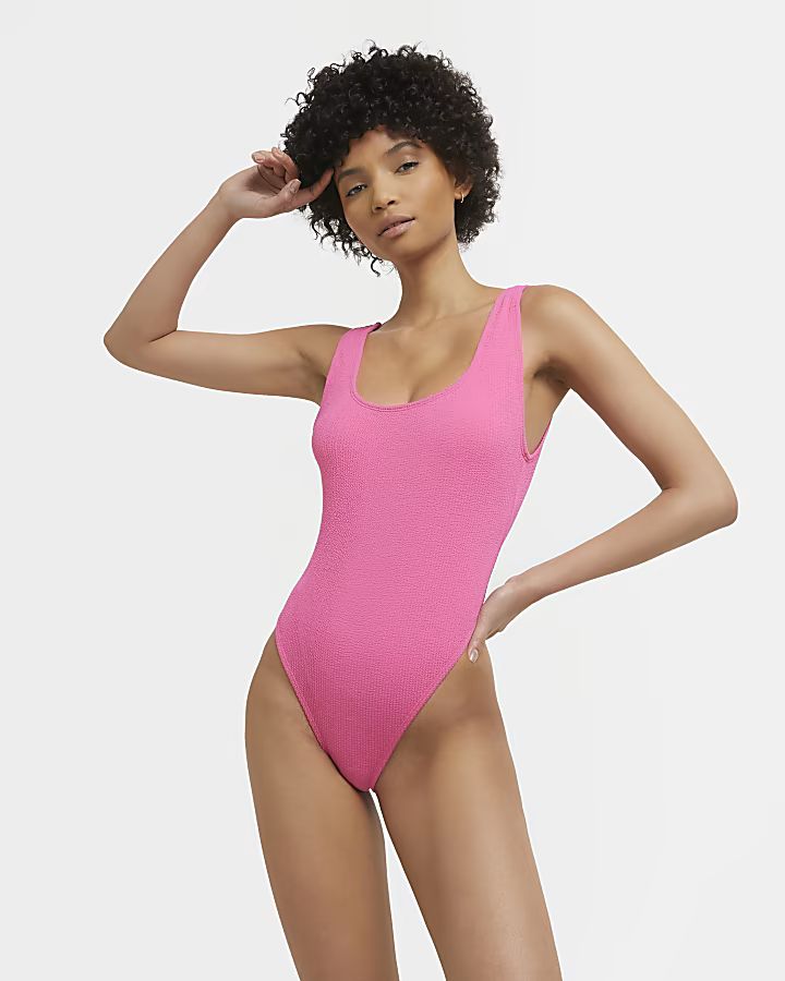 Pink textured swimsuit | River Island (UK & IE)