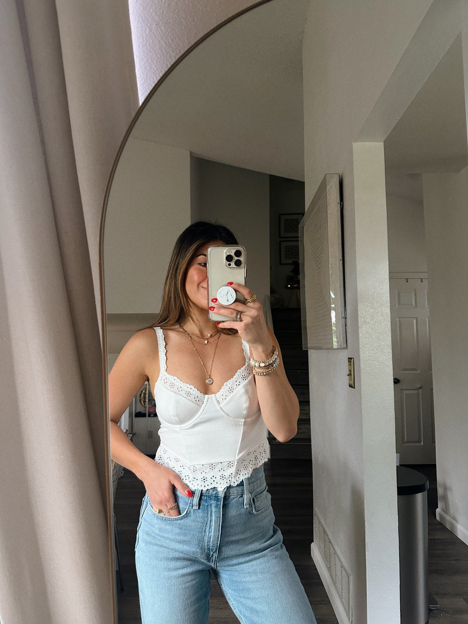 The cutest open back top via Target! 
Top size xs
Jeans size 25
Use code carolina10 for 10% off my Miranda Frye jewelry

#LTKSaleAlert #LTKFindsUnder100 #LTKFindsUnder50