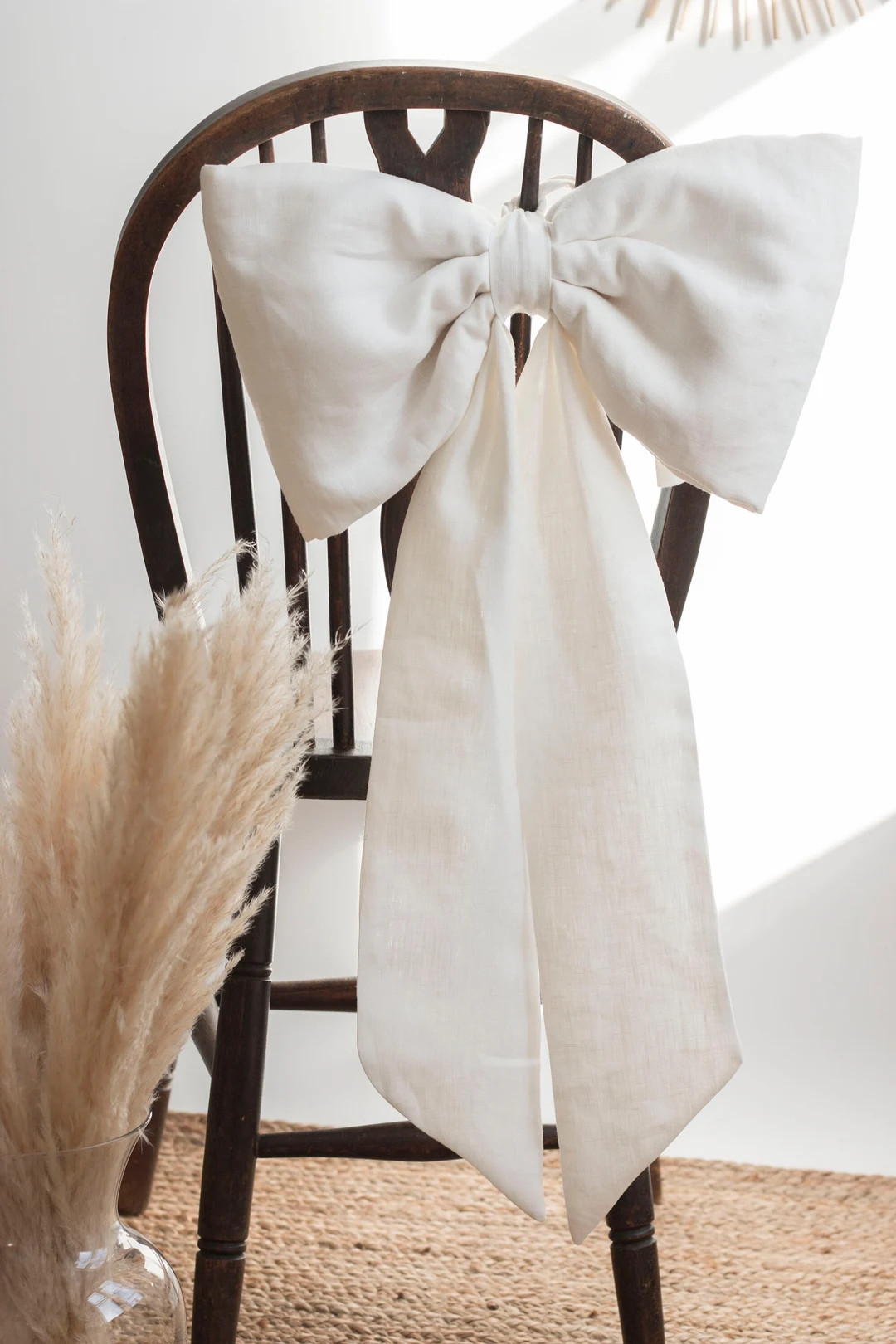 White Extra Large Luxuries Linen Bow for doors & wall decor. Birthday gift. | Etsy (US)