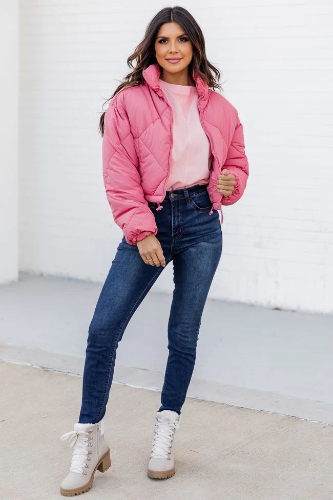 Get Back To It Rose Puffer Jacket DOORBUSTER | Pink Lily