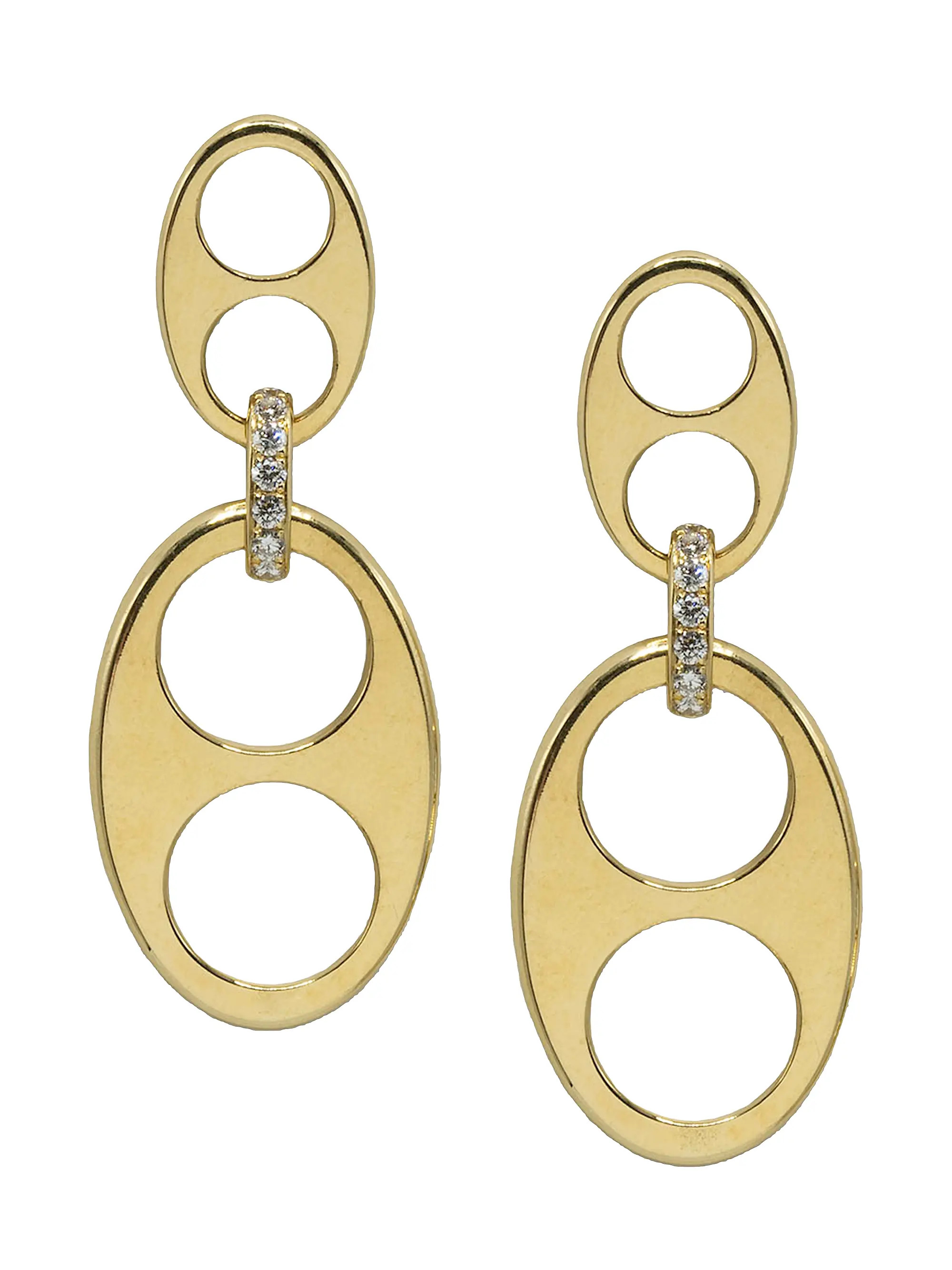 Jenna Blake 18K Yellow Gold &amp; Diamond Flat Anchor Link Earrings | Saks Fifth Avenue | Saks Fifth Avenue