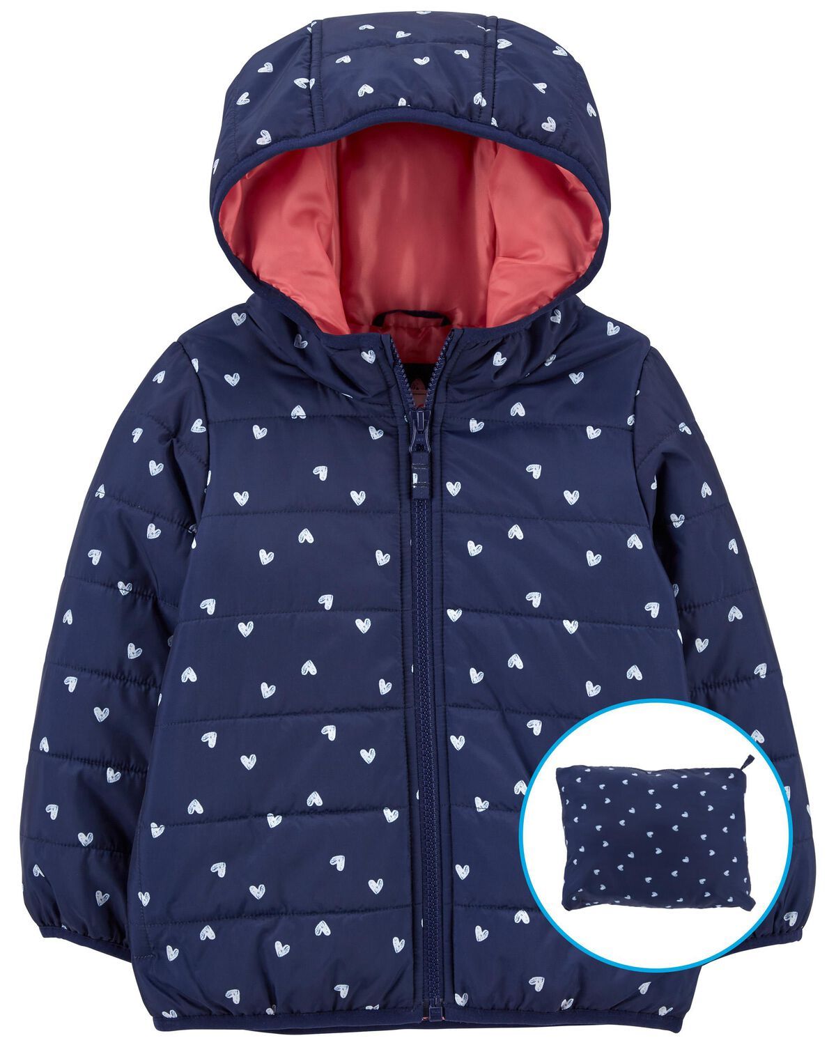 Navy Toddler Heart Packable Puffer | oshkosh.com | OshKosh B'gosh