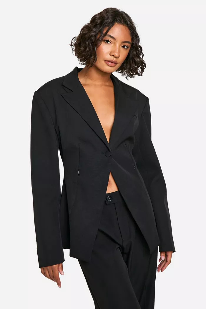 Tall Contour Shaped Waist Tailored Blazer | boohoo (US & Canada)