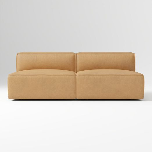Remi Leather 2-Piece Armless Sofa (70") | West Elm (US)