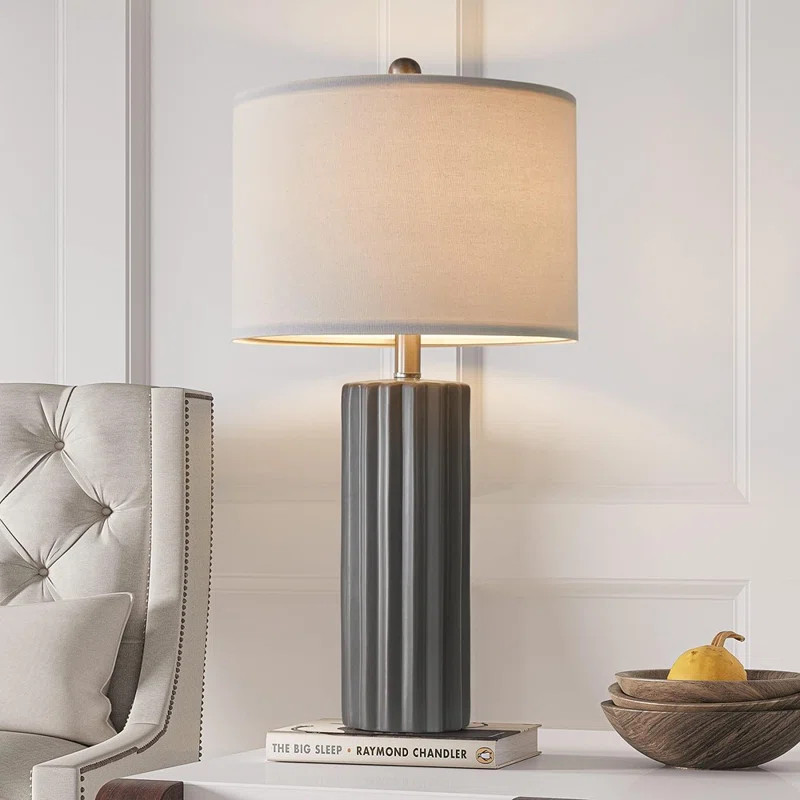 25'' Ceramic Lamp for Bedroom Room House Gray Home Office Dorm Modern Style | Wayfair North America